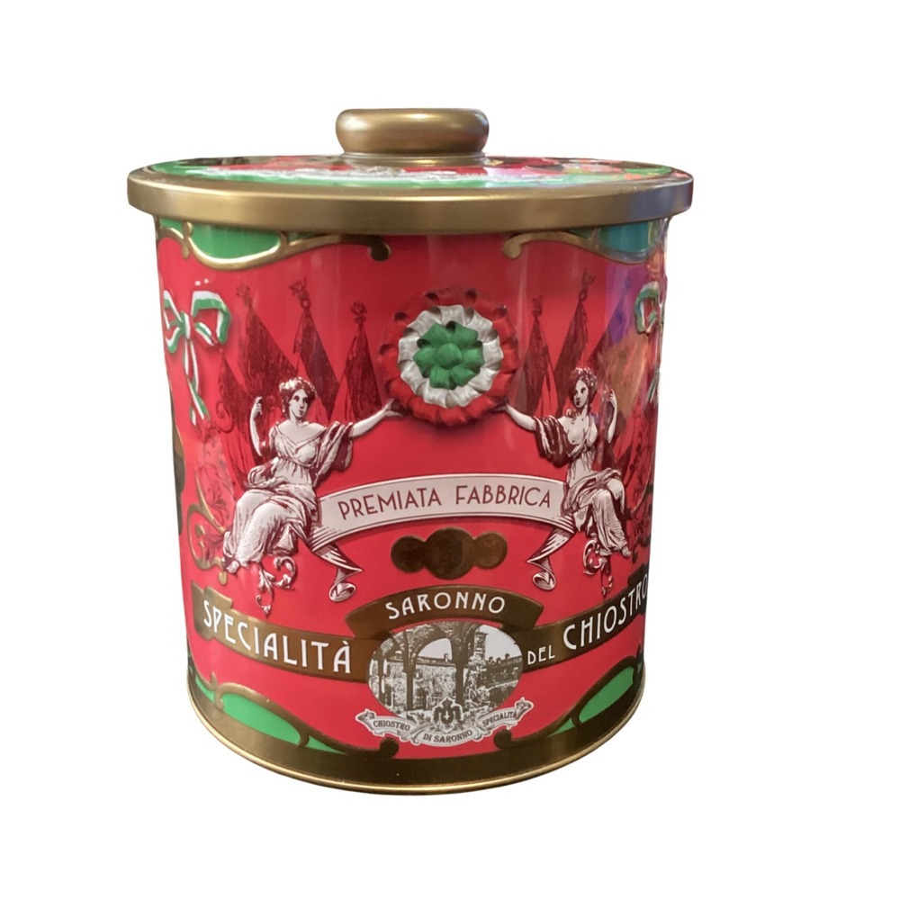 Chiostro Di Saronno Italian Biscuit Tin Red Green Gold Metal  Canister Tin Only